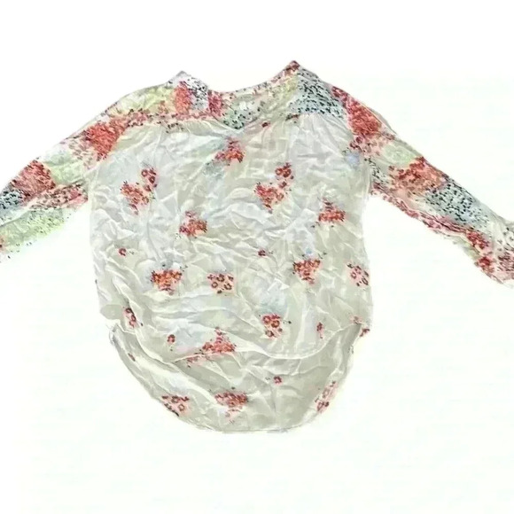 Lucky Brand Viscose Peasant Floral Boho Popover Tunic Blouse Size Large - Picture 4 of 6